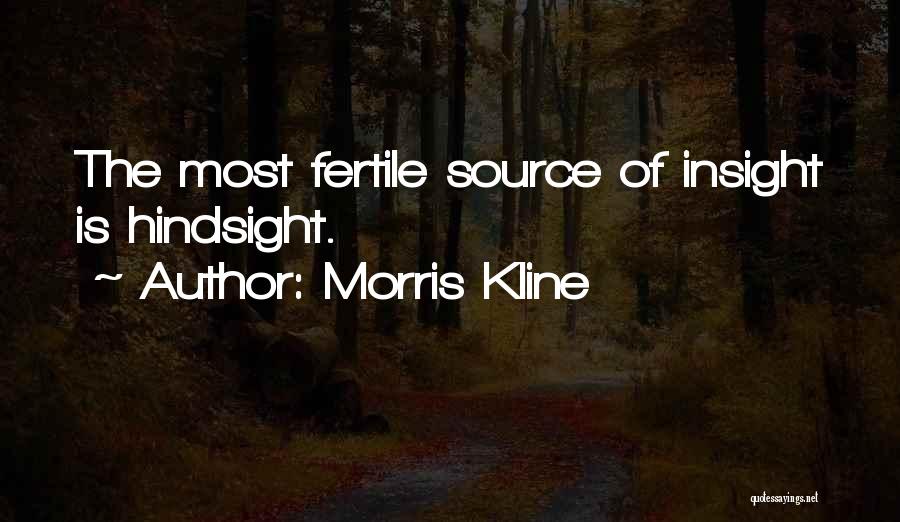 Morris Kline Quotes: The Most Fertile Source Of Insight Is Hindsight.