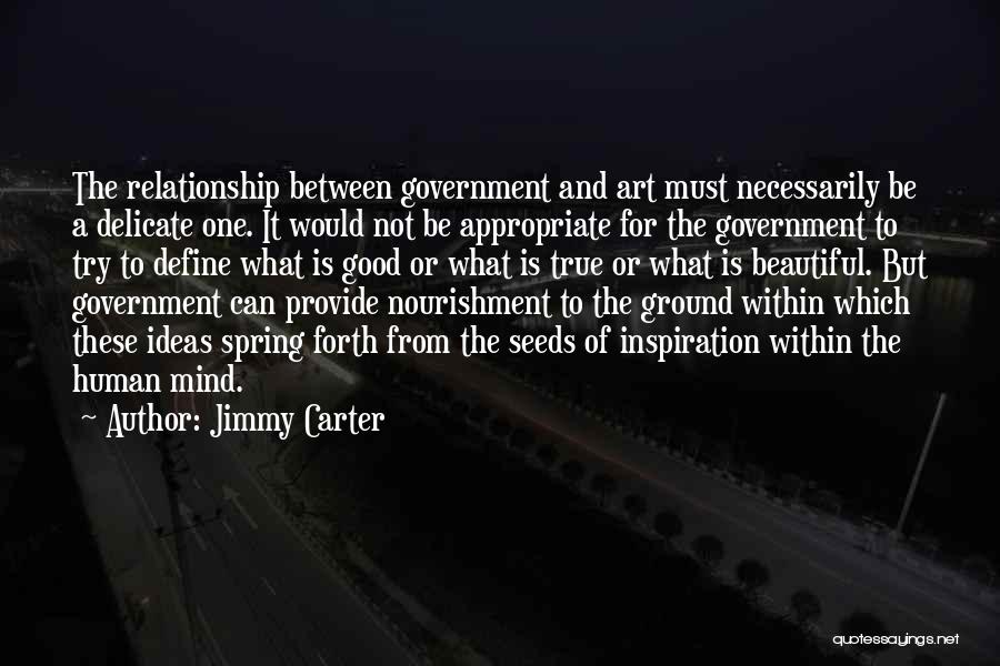 Jimmy Carter Quotes: The Relationship Between Government And Art Must Necessarily Be A Delicate One. It Would Not Be Appropriate For The Government