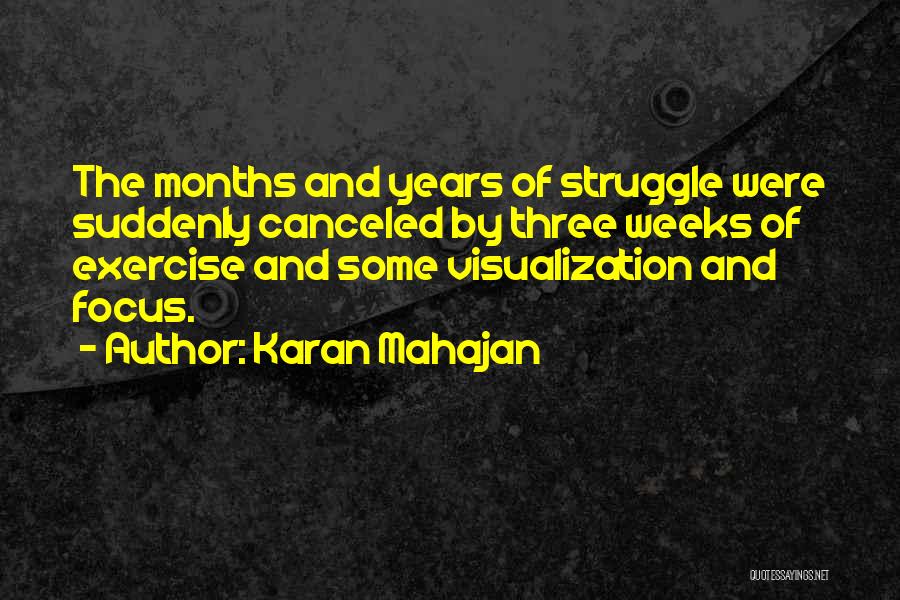 Karan Mahajan Quotes: The Months And Years Of Struggle Were Suddenly Canceled By Three Weeks Of Exercise And Some Visualization And Focus.