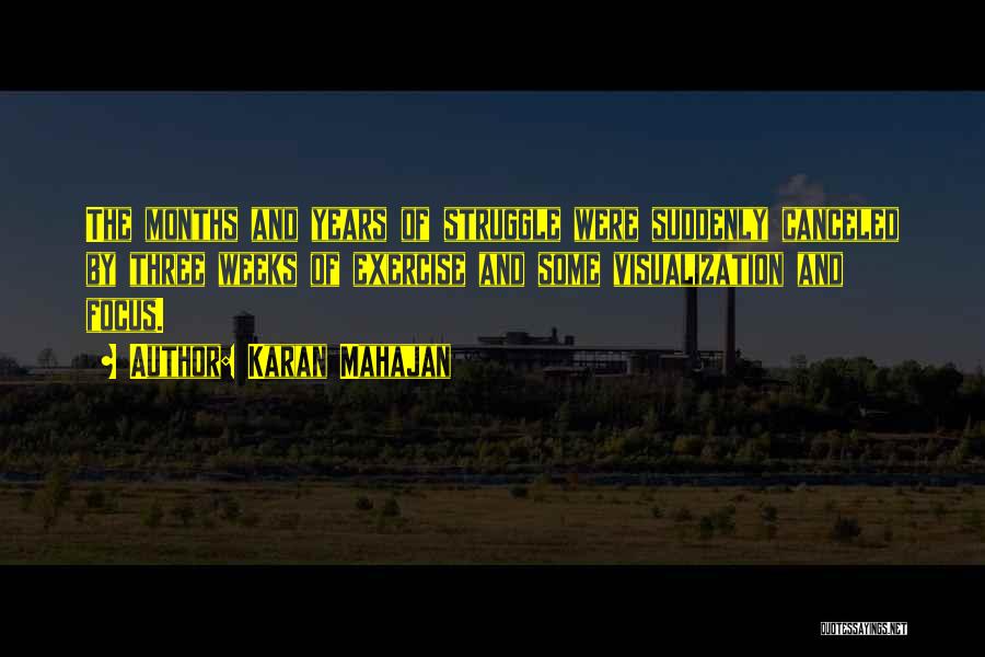 Karan Mahajan Quotes: The Months And Years Of Struggle Were Suddenly Canceled By Three Weeks Of Exercise And Some Visualization And Focus.