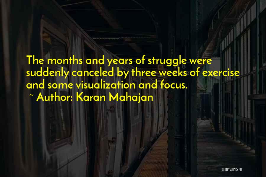 Karan Mahajan Quotes: The Months And Years Of Struggle Were Suddenly Canceled By Three Weeks Of Exercise And Some Visualization And Focus.