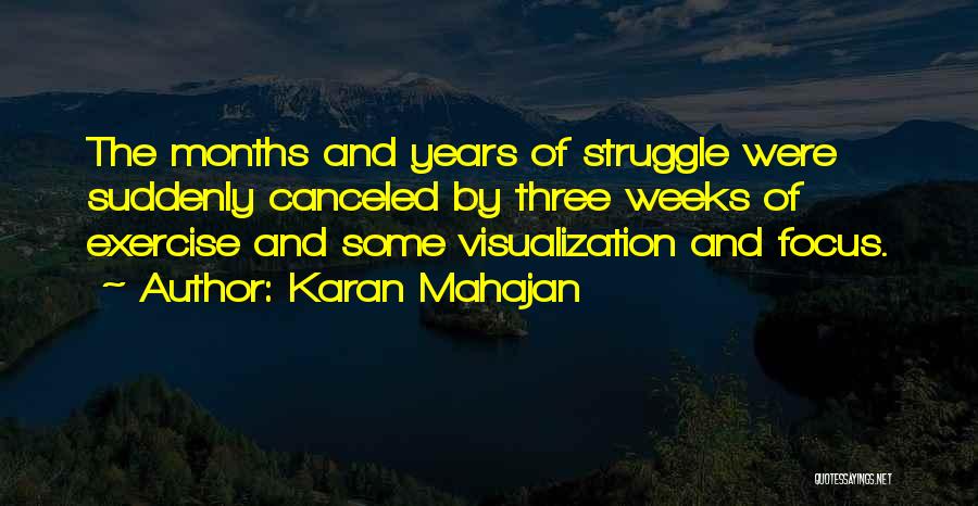 Karan Mahajan Quotes: The Months And Years Of Struggle Were Suddenly Canceled By Three Weeks Of Exercise And Some Visualization And Focus.
