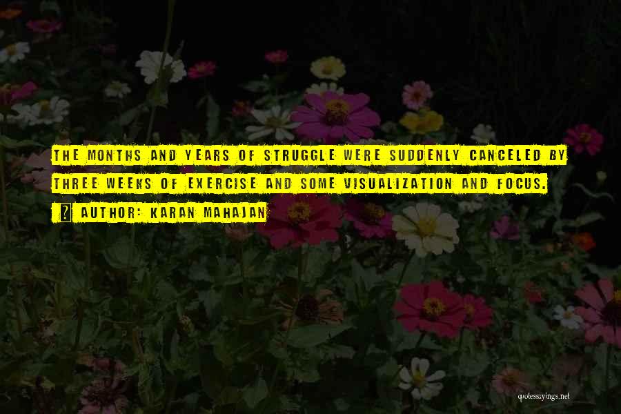 Karan Mahajan Quotes: The Months And Years Of Struggle Were Suddenly Canceled By Three Weeks Of Exercise And Some Visualization And Focus.