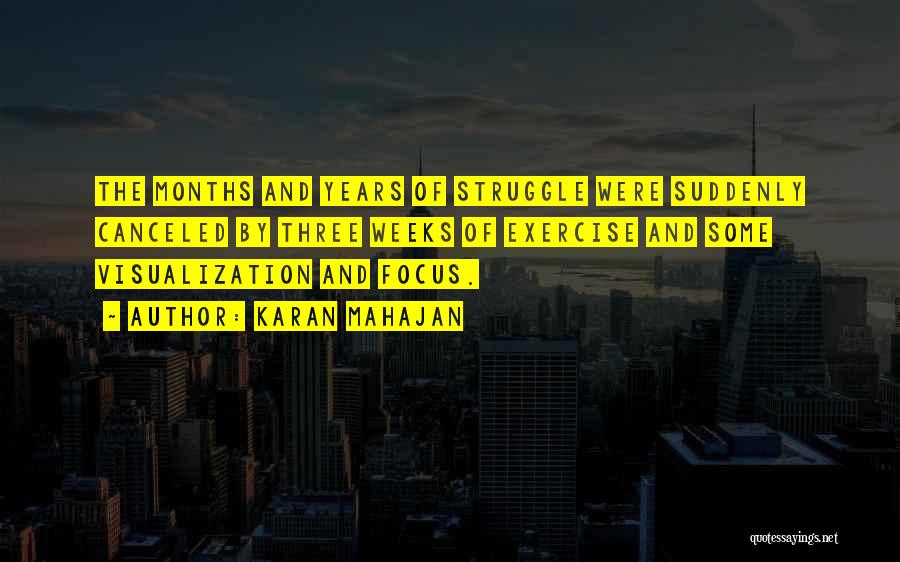 Karan Mahajan Quotes: The Months And Years Of Struggle Were Suddenly Canceled By Three Weeks Of Exercise And Some Visualization And Focus.