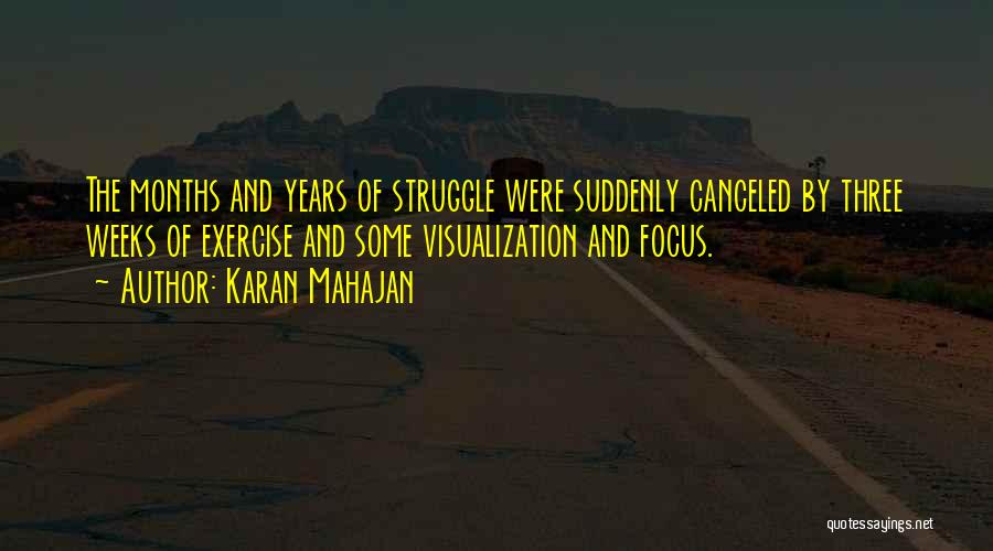 Karan Mahajan Quotes: The Months And Years Of Struggle Were Suddenly Canceled By Three Weeks Of Exercise And Some Visualization And Focus.