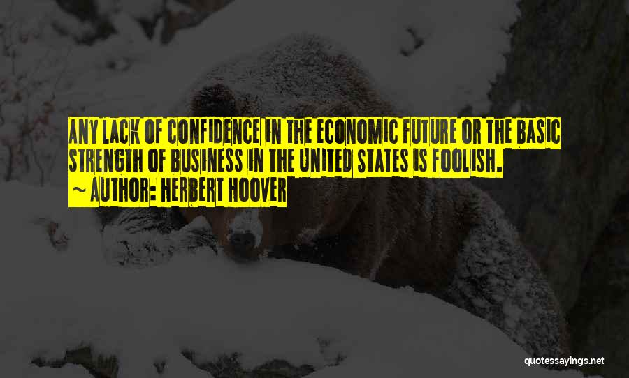 Herbert Hoover Quotes: Any Lack Of Confidence In The Economic Future Or The Basic Strength Of Business In The United States Is Foolish.