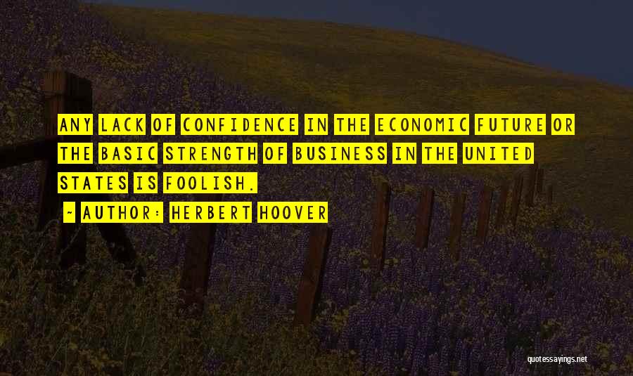 Herbert Hoover Quotes: Any Lack Of Confidence In The Economic Future Or The Basic Strength Of Business In The United States Is Foolish.