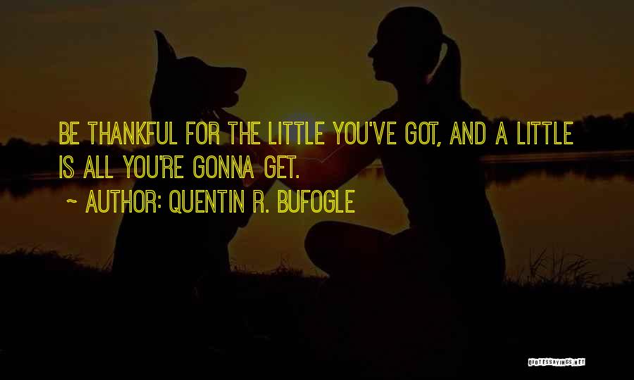 Quentin R. Bufogle Quotes: Be Thankful For The Little You've Got, And A Little Is All You're Gonna Get.