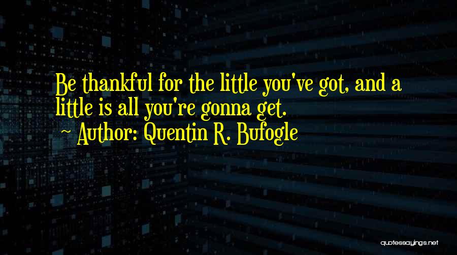 Quentin R. Bufogle Quotes: Be Thankful For The Little You've Got, And A Little Is All You're Gonna Get.