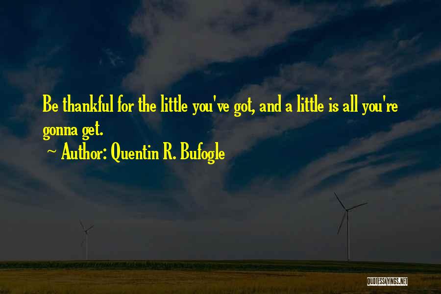 Quentin R. Bufogle Quotes: Be Thankful For The Little You've Got, And A Little Is All You're Gonna Get.