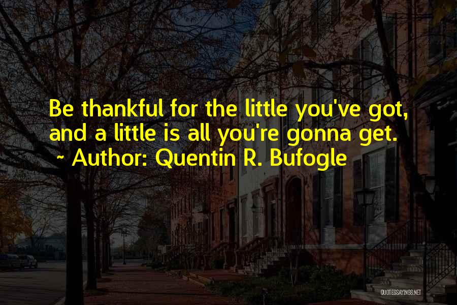 Quentin R. Bufogle Quotes: Be Thankful For The Little You've Got, And A Little Is All You're Gonna Get.