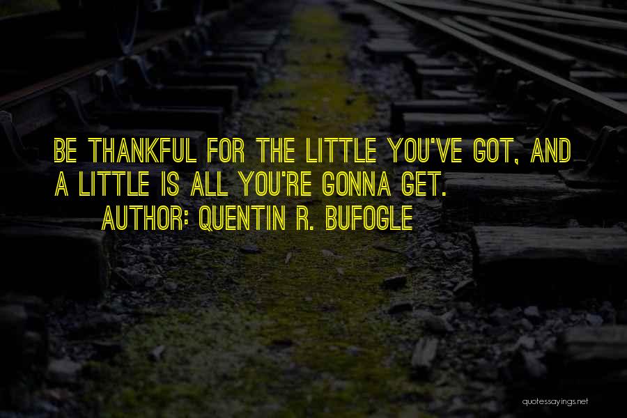 Quentin R. Bufogle Quotes: Be Thankful For The Little You've Got, And A Little Is All You're Gonna Get.