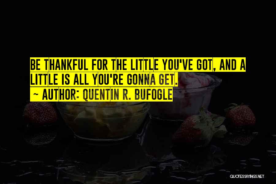 Quentin R. Bufogle Quotes: Be Thankful For The Little You've Got, And A Little Is All You're Gonna Get.