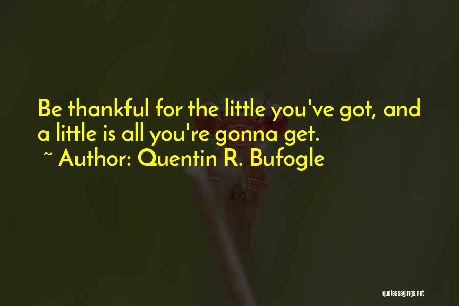 Quentin R. Bufogle Quotes: Be Thankful For The Little You've Got, And A Little Is All You're Gonna Get.