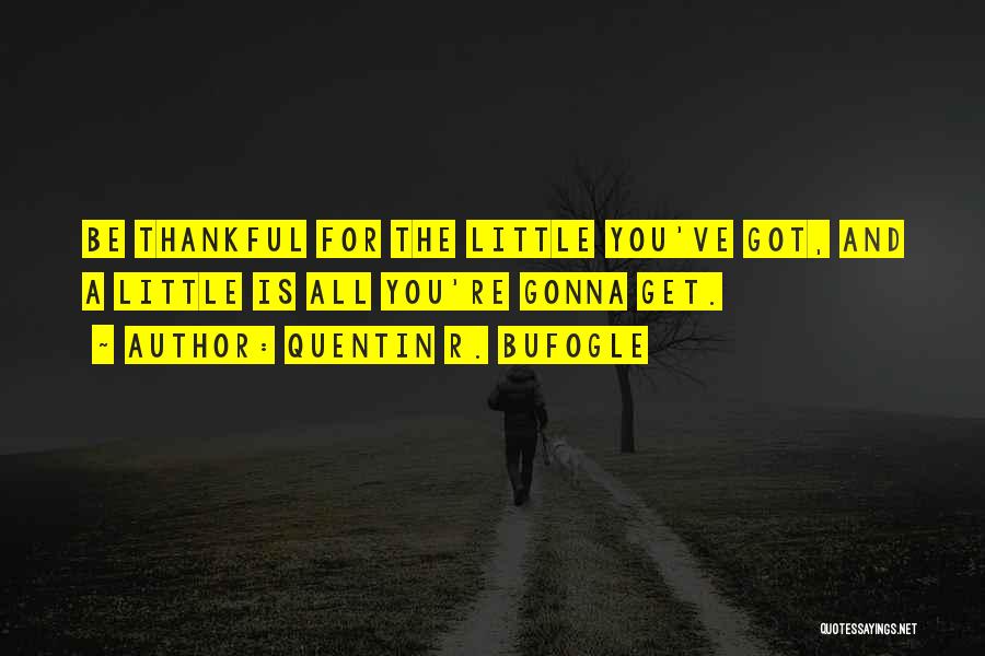 Quentin R. Bufogle Quotes: Be Thankful For The Little You've Got, And A Little Is All You're Gonna Get.