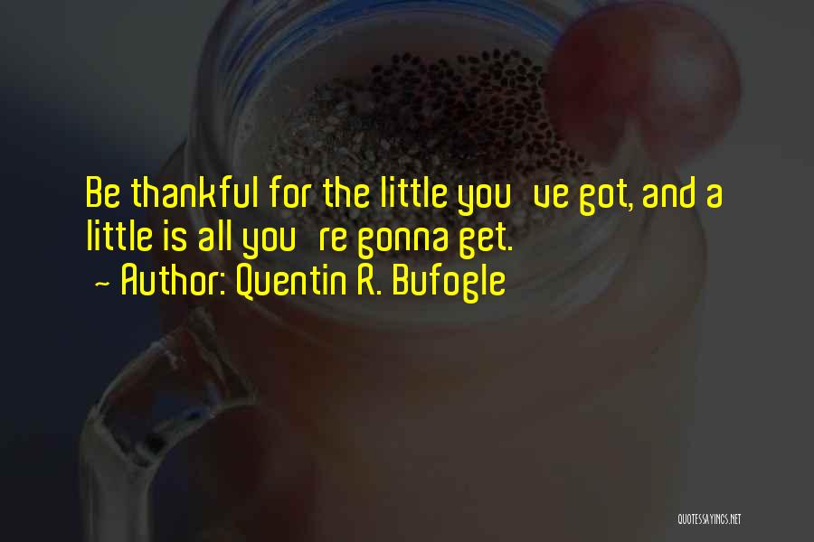 Quentin R. Bufogle Quotes: Be Thankful For The Little You've Got, And A Little Is All You're Gonna Get.