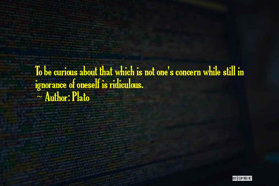 Plato Quotes: To Be Curious About That Which Is Not One's Concern While Still In Ignorance Of Oneself Is Ridiculous.