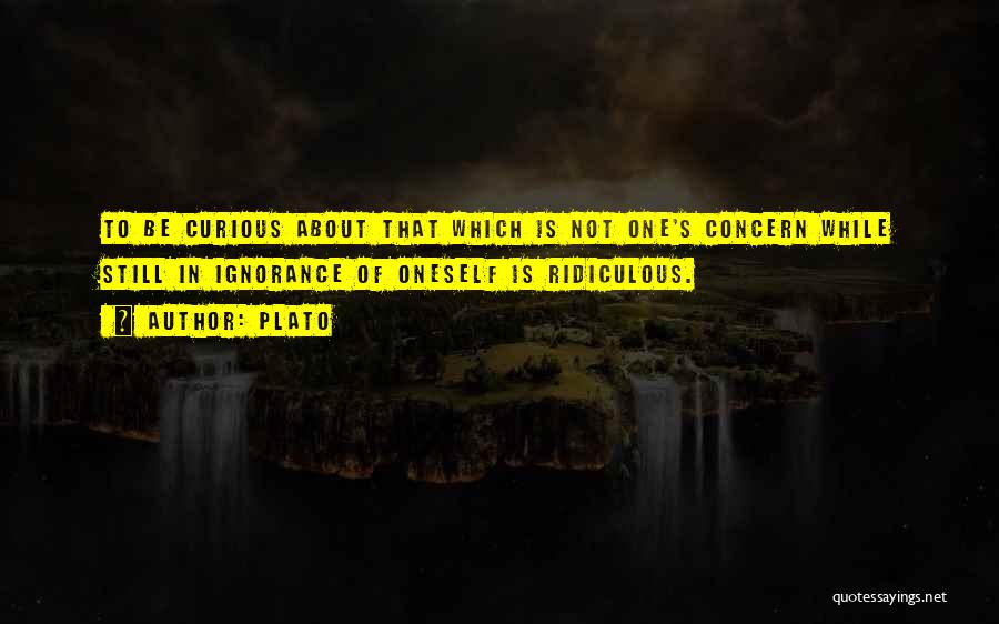 Plato Quotes: To Be Curious About That Which Is Not One's Concern While Still In Ignorance Of Oneself Is Ridiculous.