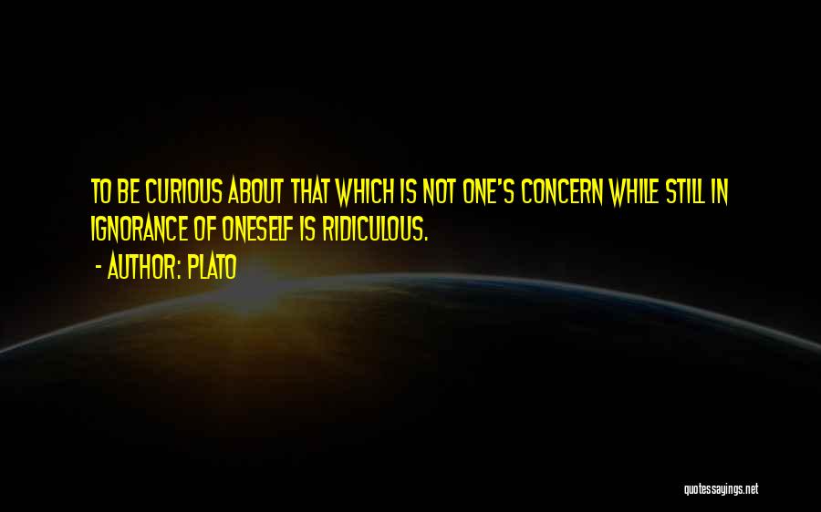 Plato Quotes: To Be Curious About That Which Is Not One's Concern While Still In Ignorance Of Oneself Is Ridiculous.