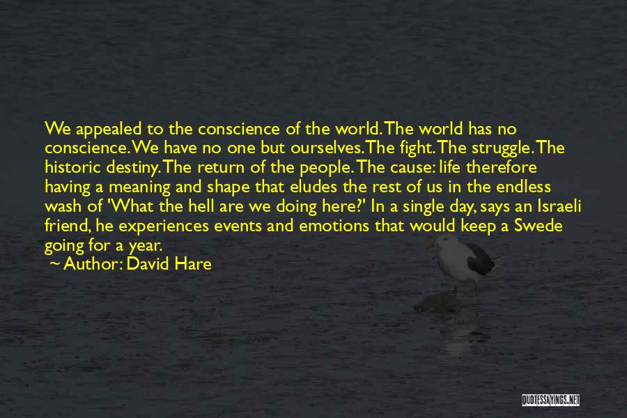 David Hare Quotes: We Appealed To The Conscience Of The World. The World Has No Conscience. We Have No One But Ourselves.the Fight.