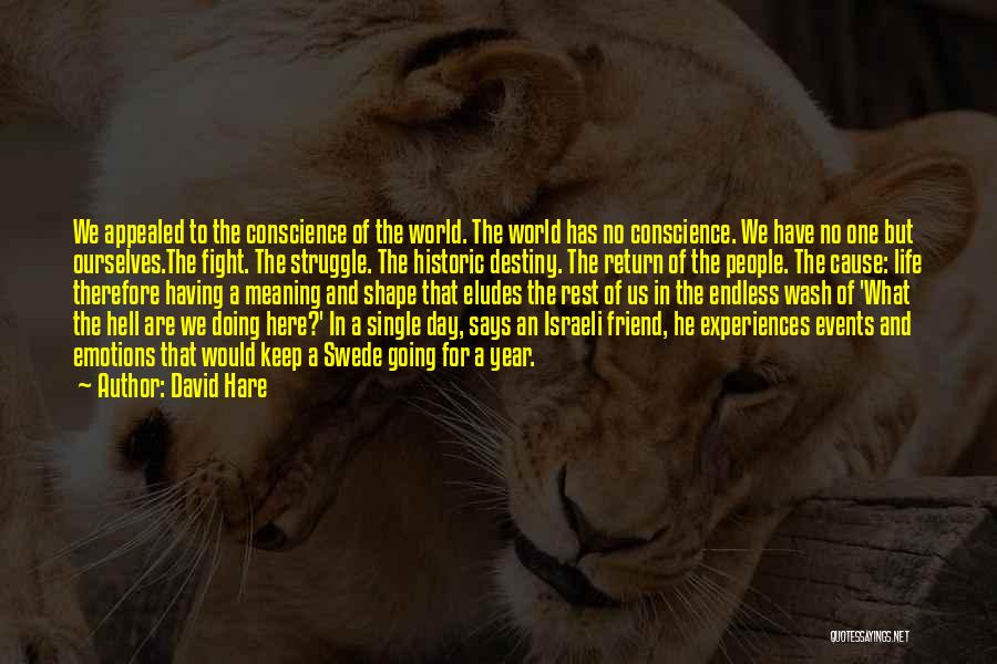 David Hare Quotes: We Appealed To The Conscience Of The World. The World Has No Conscience. We Have No One But Ourselves.the Fight.