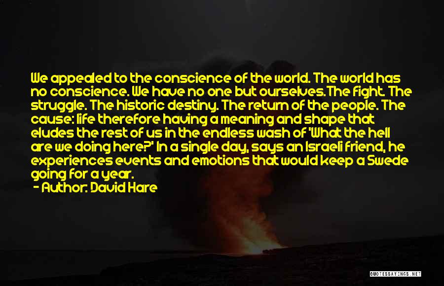 David Hare Quotes: We Appealed To The Conscience Of The World. The World Has No Conscience. We Have No One But Ourselves.the Fight.