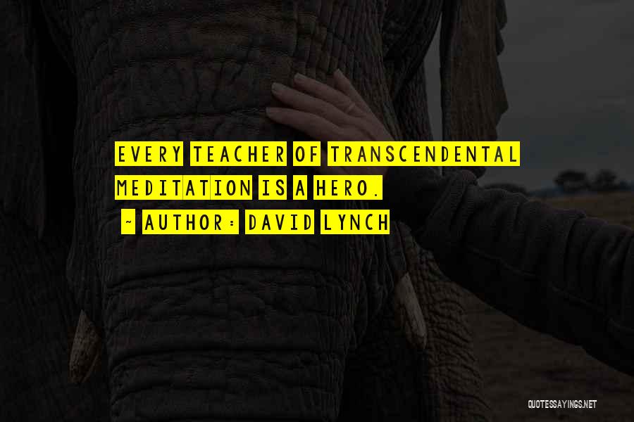 David Lynch Quotes: Every Teacher Of Transcendental Meditation Is A Hero.