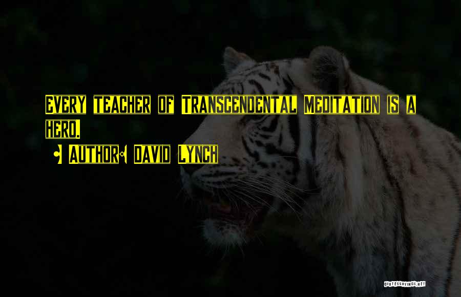 David Lynch Quotes: Every Teacher Of Transcendental Meditation Is A Hero.
