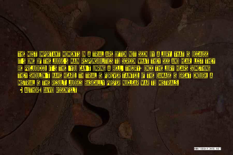 David Rosenfelt Quotes: The Most Important Moments In A Trial Are Often Not Seen By A Jury. That Is Because It's One Of