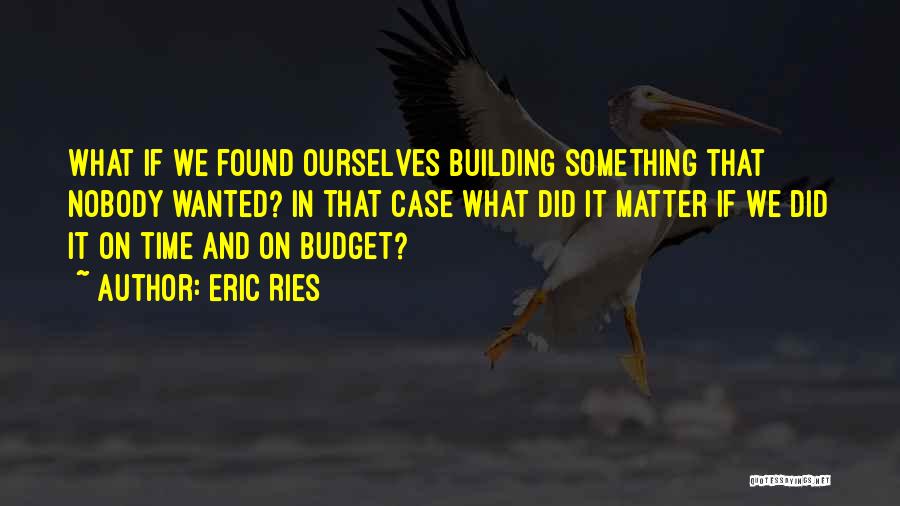 Eric Ries Quotes: What If We Found Ourselves Building Something That Nobody Wanted? In That Case What Did It Matter If We Did