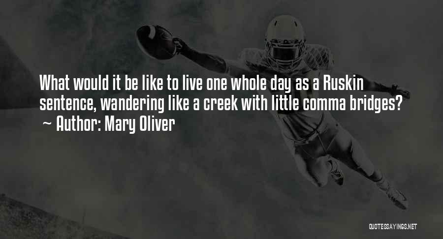 Mary Oliver Quotes: What Would It Be Like To Live One Whole Day As A Ruskin Sentence, Wandering Like A Creek With Little
