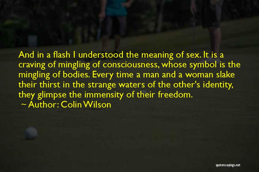 Colin Wilson Quotes: And In A Flash I Understood The Meaning Of Sex. It Is A Craving Of Mingling Of Consciousness, Whose Symbol
