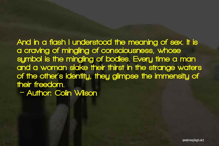 Colin Wilson Quotes: And In A Flash I Understood The Meaning Of Sex. It Is A Craving Of Mingling Of Consciousness, Whose Symbol