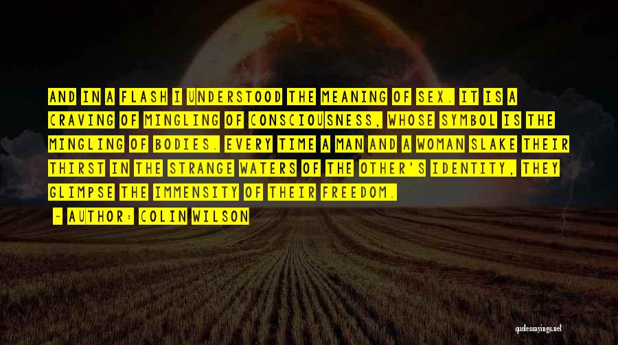 Colin Wilson Quotes: And In A Flash I Understood The Meaning Of Sex. It Is A Craving Of Mingling Of Consciousness, Whose Symbol