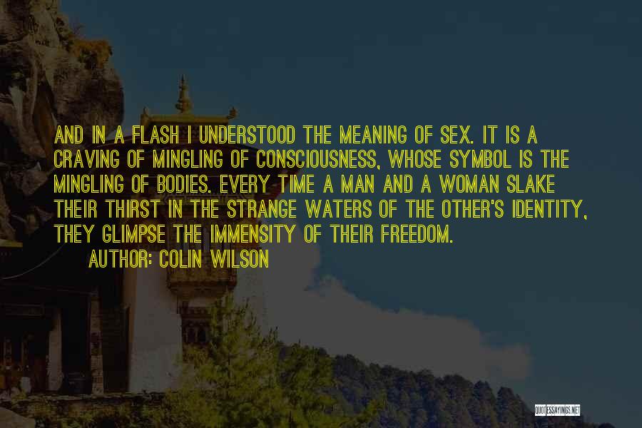 Colin Wilson Quotes: And In A Flash I Understood The Meaning Of Sex. It Is A Craving Of Mingling Of Consciousness, Whose Symbol