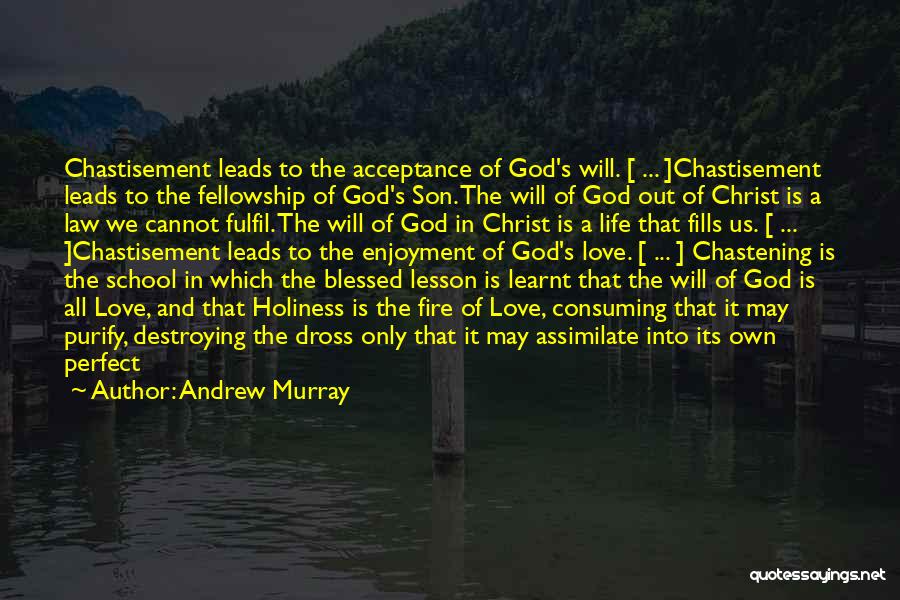 Andrew Murray Quotes: Chastisement Leads To The Acceptance Of God's Will. [ ... ]chastisement Leads To The Fellowship Of God's Son. The Will