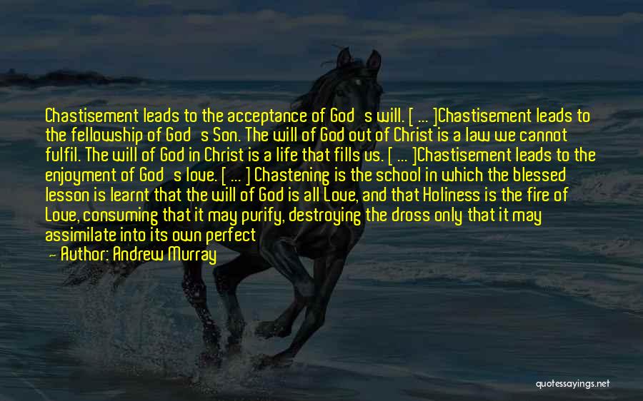 Andrew Murray Quotes: Chastisement Leads To The Acceptance Of God's Will. [ ... ]chastisement Leads To The Fellowship Of God's Son. The Will