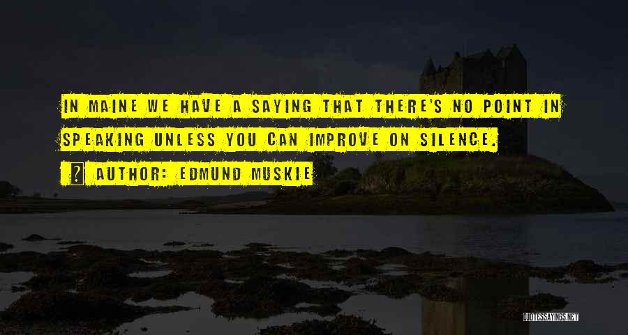 Edmund Muskie Quotes: In Maine We Have A Saying That There's No Point In Speaking Unless You Can Improve On Silence.