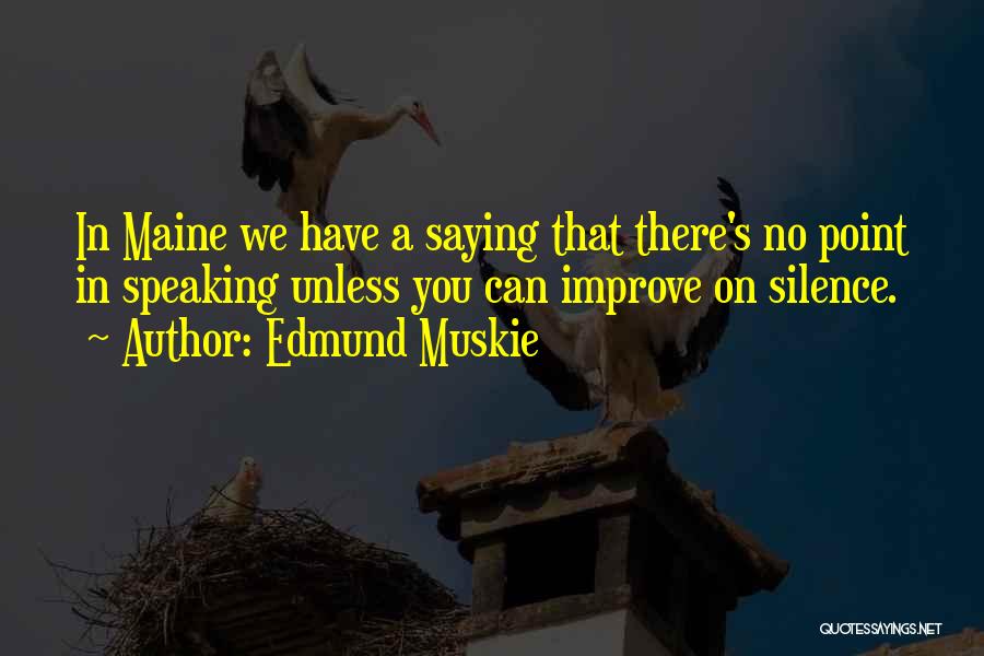 Edmund Muskie Quotes: In Maine We Have A Saying That There's No Point In Speaking Unless You Can Improve On Silence.