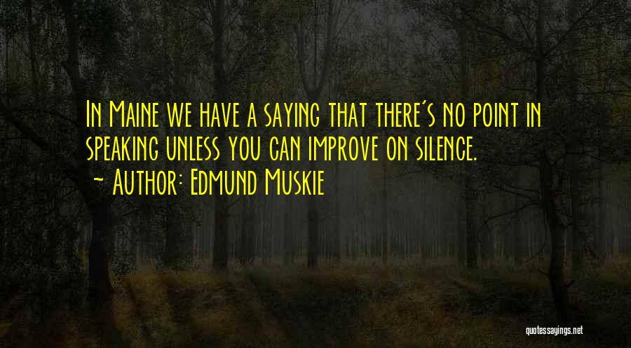 Edmund Muskie Quotes: In Maine We Have A Saying That There's No Point In Speaking Unless You Can Improve On Silence.