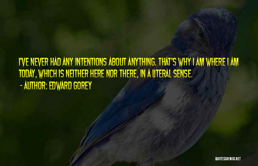 Edward Gorey Quotes: I've Never Had Any Intentions About Anything. That's Why I Am Where I Am Today, Which Is Neither Here Nor