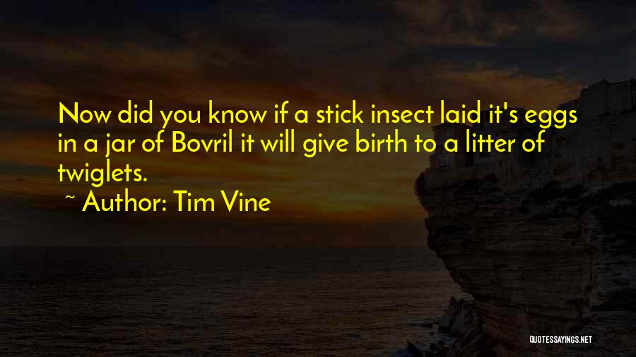 Tim Vine Quotes: Now Did You Know If A Stick Insect Laid It's Eggs In A Jar Of Bovril It Will Give Birth