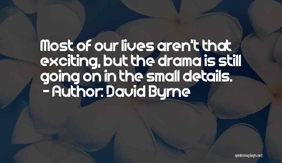 David Byrne Quotes: Most Of Our Lives Aren't That Exciting, But The Drama Is Still Going On In The Small Details.