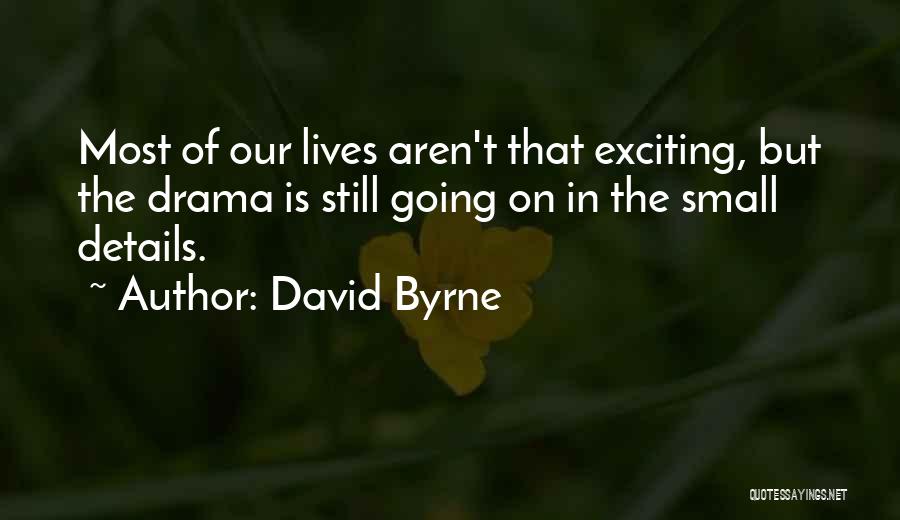 David Byrne Quotes: Most Of Our Lives Aren't That Exciting, But The Drama Is Still Going On In The Small Details.