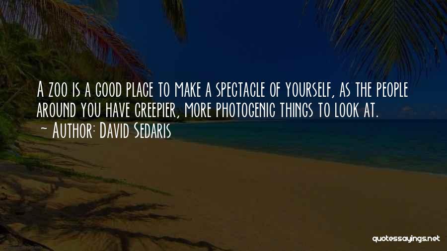 David Sedaris Quotes: A Zoo Is A Good Place To Make A Spectacle Of Yourself, As The People Around You Have Creepier, More