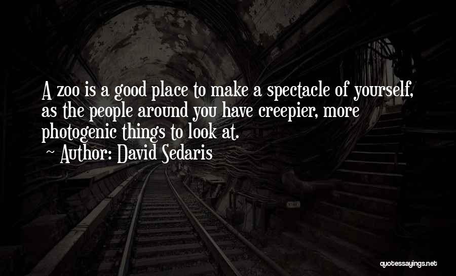David Sedaris Quotes: A Zoo Is A Good Place To Make A Spectacle Of Yourself, As The People Around You Have Creepier, More