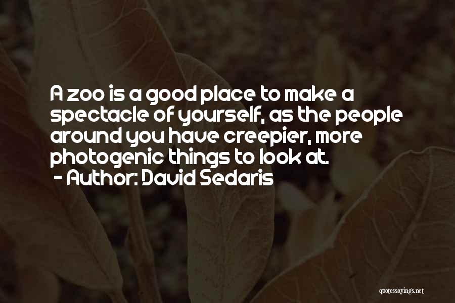 David Sedaris Quotes: A Zoo Is A Good Place To Make A Spectacle Of Yourself, As The People Around You Have Creepier, More