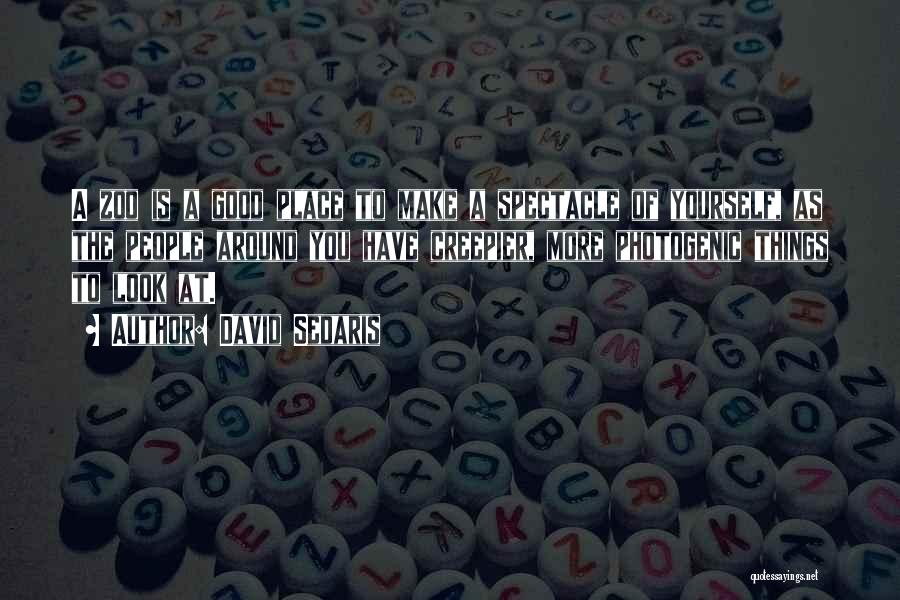 David Sedaris Quotes: A Zoo Is A Good Place To Make A Spectacle Of Yourself, As The People Around You Have Creepier, More