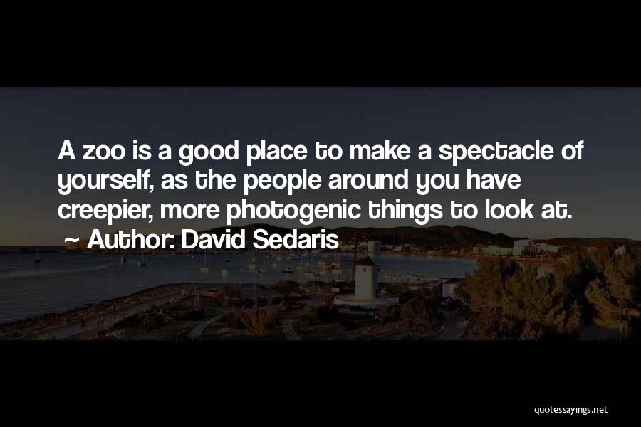 David Sedaris Quotes: A Zoo Is A Good Place To Make A Spectacle Of Yourself, As The People Around You Have Creepier, More