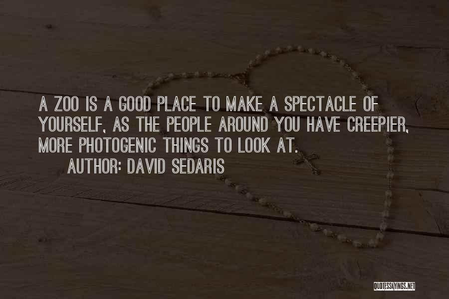 David Sedaris Quotes: A Zoo Is A Good Place To Make A Spectacle Of Yourself, As The People Around You Have Creepier, More